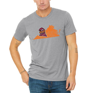 Virginia Tech State Silhouette Hokie Bird Triblend T-Shirt - Grey