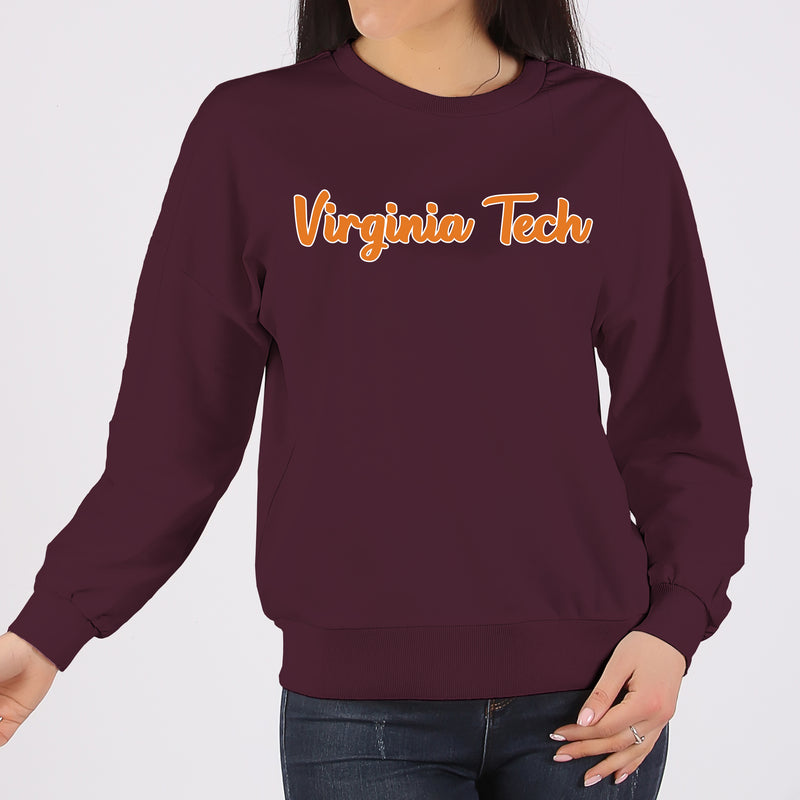 Virginia Tech Basic Script Crewneck Sweatshirt - Maroon