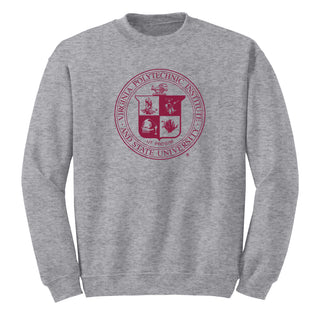 Virginia Tech University Seal Crewneck Sweatshirt - Sport Grey