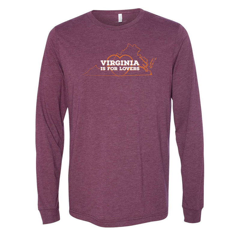 Virginia is for Lovers Triblend Long Sleeve T-Shirt - Maroon