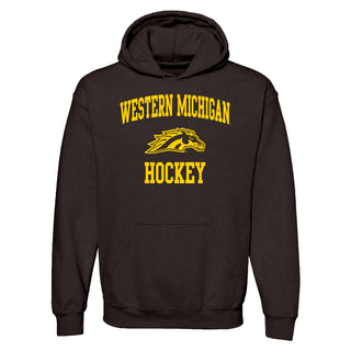 Western Michigan University Broncos Arch Logo Hockey Hooded Sweatshirt - Dark Chocolate