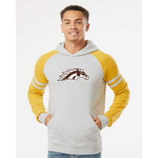 WMU Spirit Mark Varsity Colorblock Hoodie - Oatmeal/Mustard