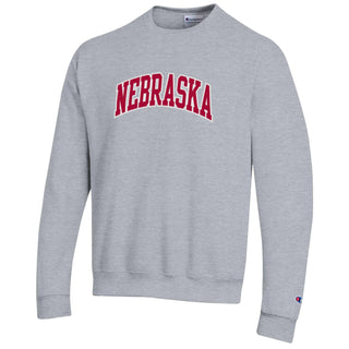 Nebraska Applique Champion PB Crewneck - Heather Grey