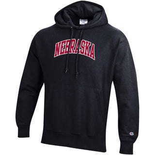 Nebraska Applique Champion RW Hoodie - Black