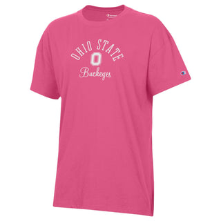 Ohio State Arch Over Buckeyes Champion Womens Oversized Tee - Heirloom Pink