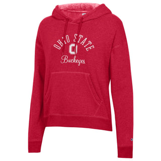 Ohio State Arch Over Buckeyes Champion Womens Triumph Fleece Hoodie - Scarlet