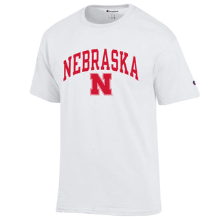 Nebraska Arch Over N Champion Basic T-Shirt - White