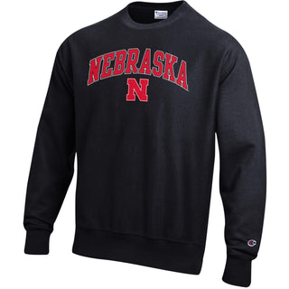 Nebraska Arch Over N Champion PB Crewneck - Black