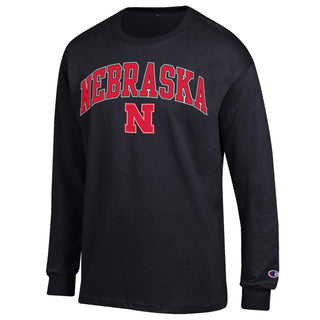 Nebraska Arch Over N Champion Basic Long Sleeve - Black