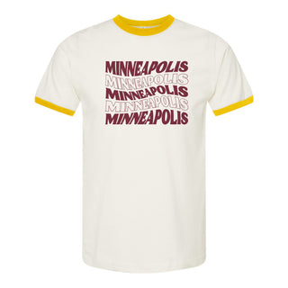 Minneapolis Twist Ringer Tee - White/Yellow