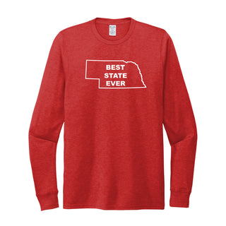 Nebraska Best State Ever Triblend Long Sleeve - Red