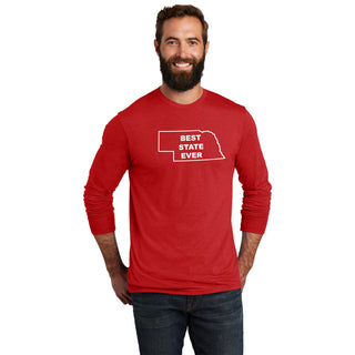 Nebraska Best State Ever Triblend Long Sleeve - Red