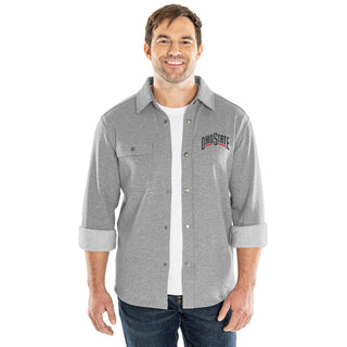 Ohio State Snap Shacket - Heather Grey