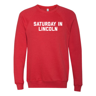 Saturday in Lincoln Sponge Fleece Raglan Crewneck - Red