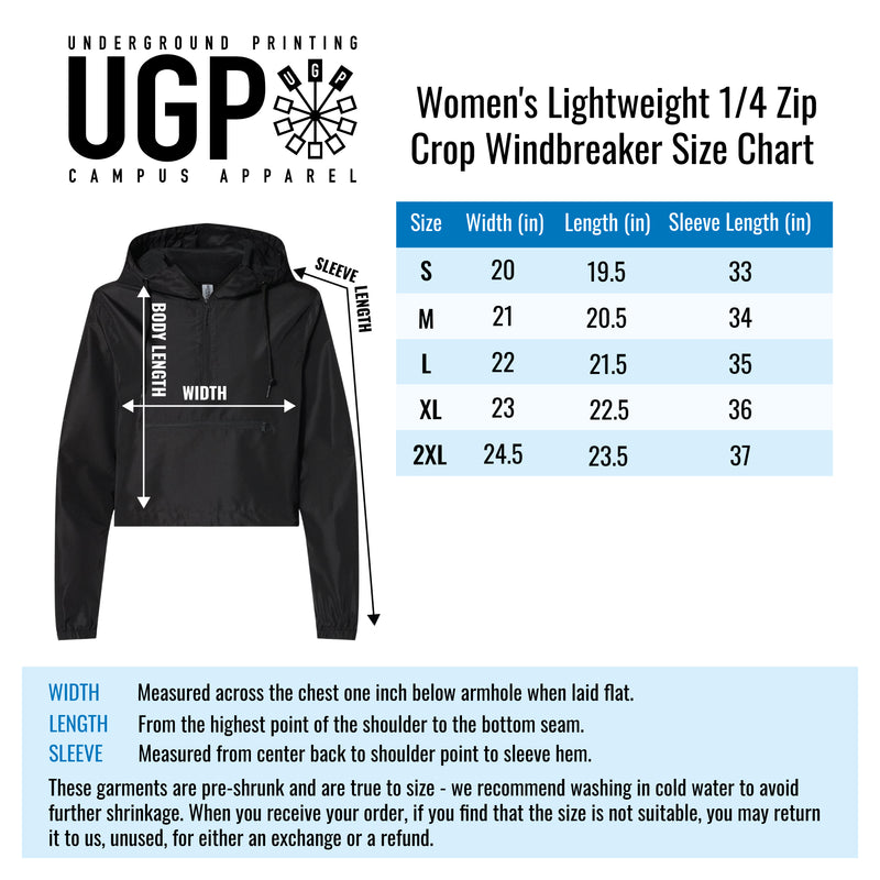 BGSU Primary Logo Women's Lightweight 1/4-Zip Pullover Crop Windbreaker - Black