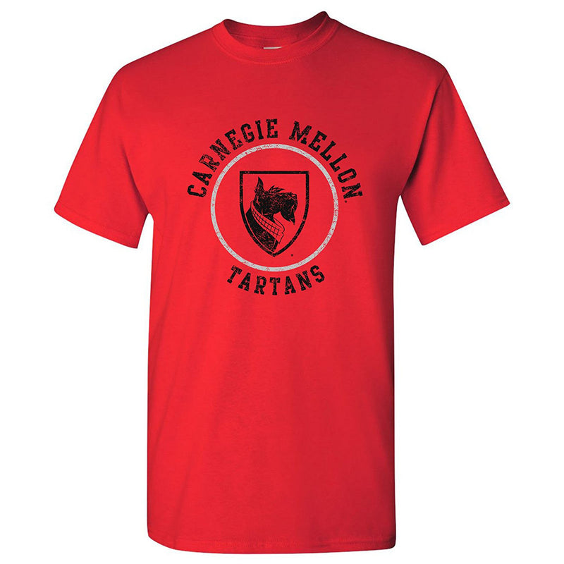 Carnegie Mellon University Tartans Circle Logo Short Sleeve T Shirt - Red