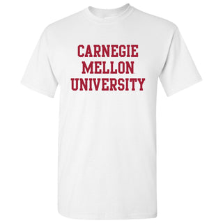 Carnegie Mellon University Tartans Basic Block Short Sleeve T Shirt - White