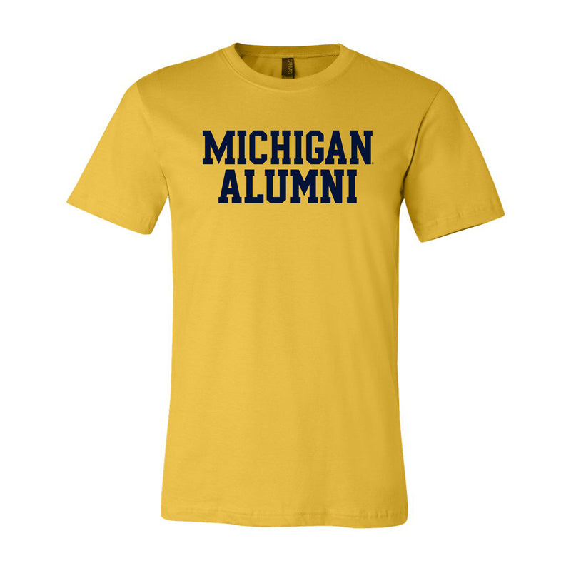 Basic Block Alumni University of Michigan Canvas Jersey Short Sleeve T Shirt - Maize