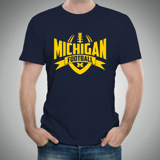 University of Michigan Wolverines Football Rush Basic Cotton T-Shirt - Navy