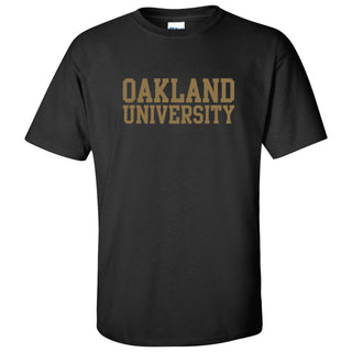 Oakland University Golden Grizzlies Basic Block Short Sleeve T Shirt - Black