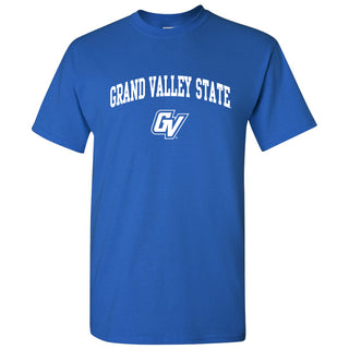 Grand Valley State University Lakers Arch Logo Short Sleeve T Shirt - Royal