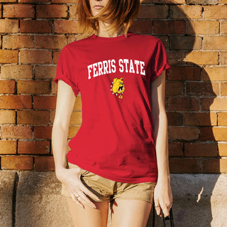 Ferris State University Bulldogs Arch Logo Short Sleeve T Shirt - Red