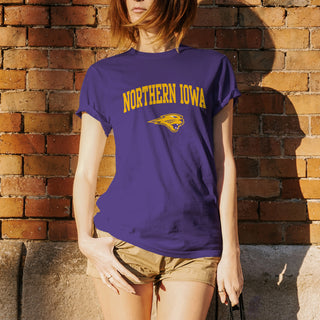 University of Northern Iowa Panthers Arch Logo Short Sleeve T Shirt - Purple