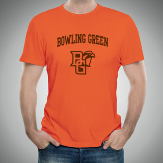 Bowling Green State University Falcons Arch Logo Basic Cotton Short Sleeve T Shirt - Orange