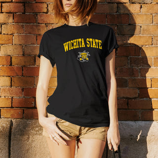 Wichita State University Shockers Arch Logo Short Sleeve T Shirt - Black