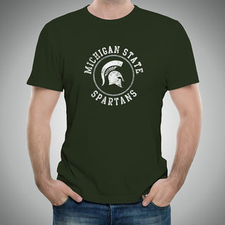 Michigan State University Spartans Distressed Circle Logo Next Level Short Sleeve T Shirt - Forest