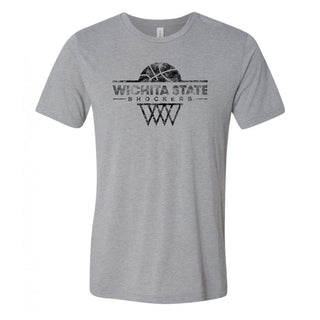 Wichita State University Shockers Oblique Hoop Canvas Triblend T-Shirt - Athletic Grey