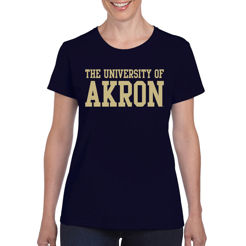 Akron Zips Basic Block Women's T Shirt - Navy