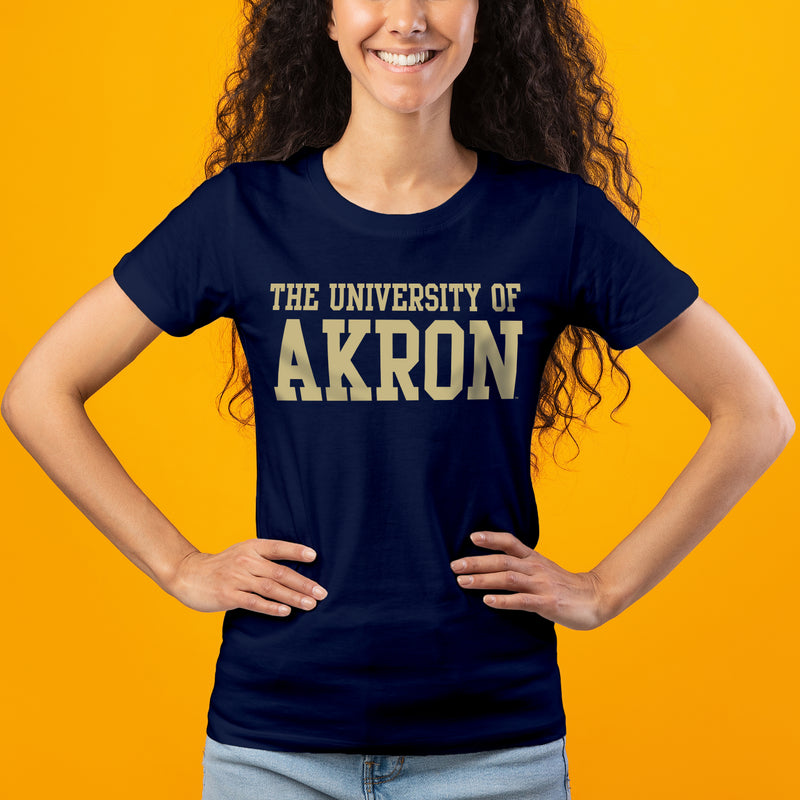 Akron Zips Basic Block Women's T Shirt - Navy