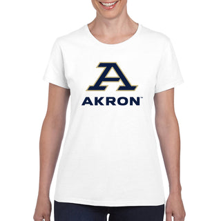 Akron Zips Primary Logo Women's T Shirt - White