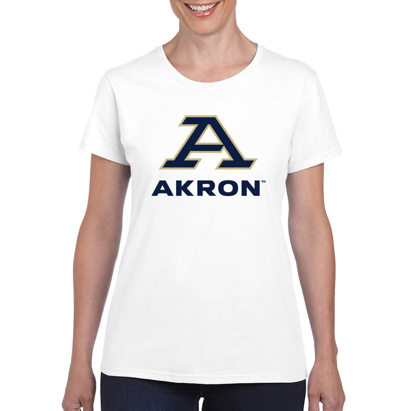 Akron Zips Primary Logo Womens T Shirt - White