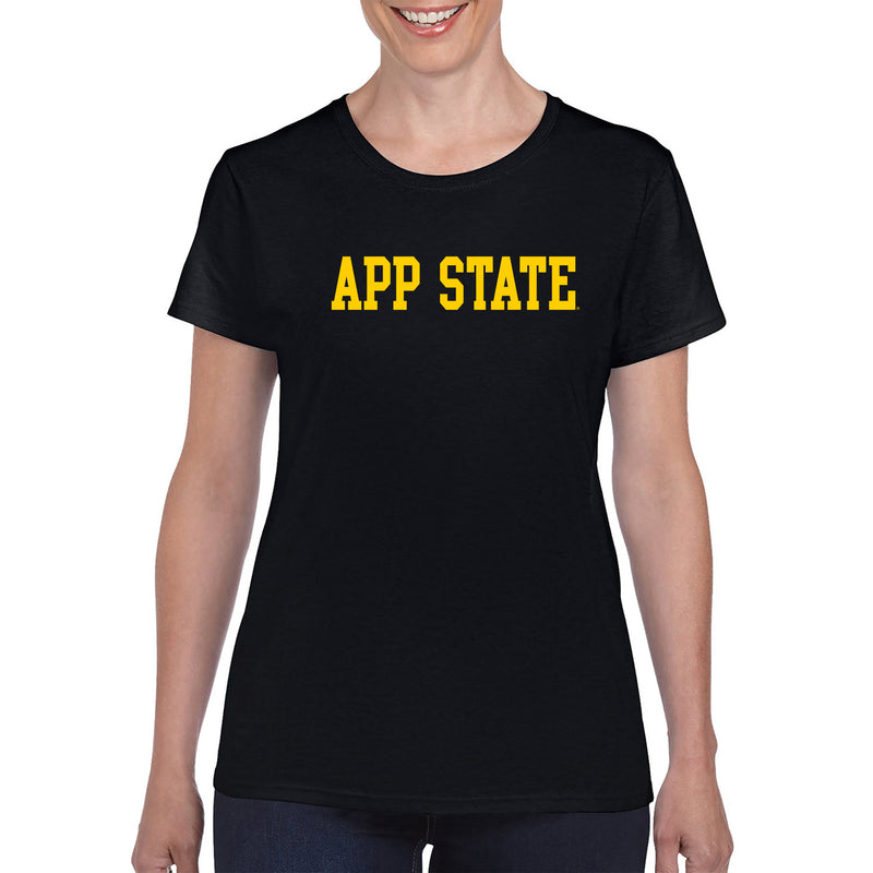 Appalachian State University Mountaineers Basic Block Cotton Women's T-Shirt - Black