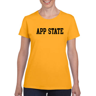 Appalachian State University Mountaineers Basic Block Cotton Women's T-Shirt - Gold