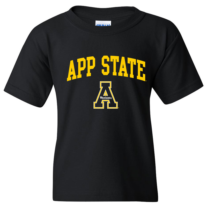 Appalachian State University Mountaineers Arch Logo Cotton Youth T-Shirt - Black