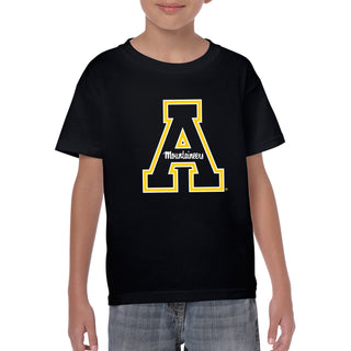 Appalachian State University Mountaineers Primary Logo Cotton Youth T-Shirt - Black