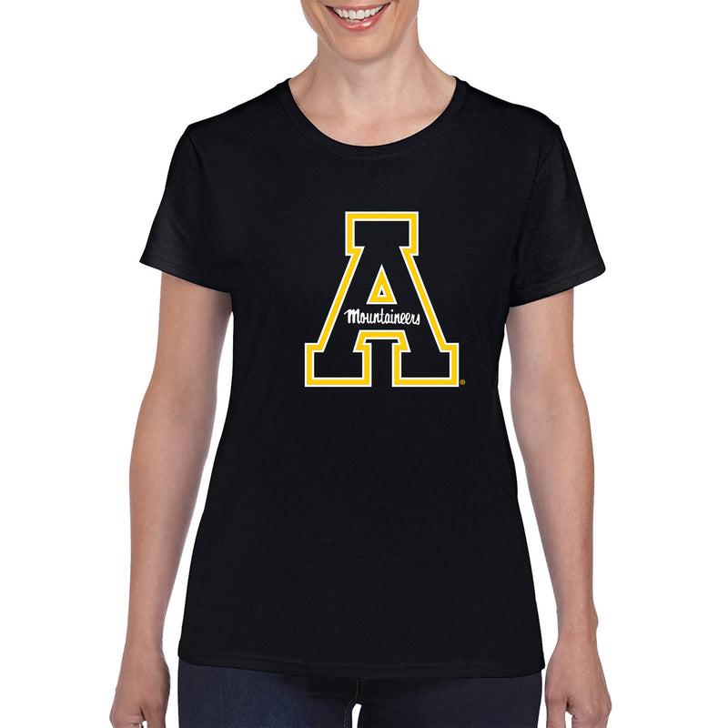 Appalachian State University Mountaineers Primary Logo Cotton Women's T-Shirt - Black