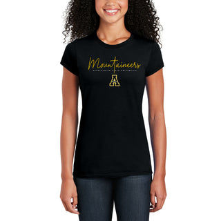 App State Thin Script Womens T-Shirt - Black