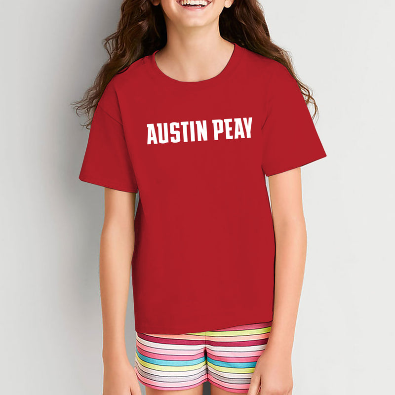 Austin Peay State University Governors Basic Block Cotton Youth T-Shirt - Red