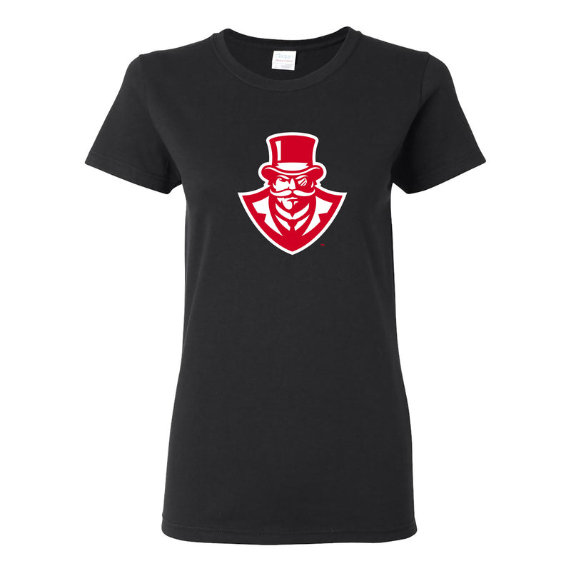 Austin Peay State University Governors Primary Logo Cotton Women's T-Shirt - Black