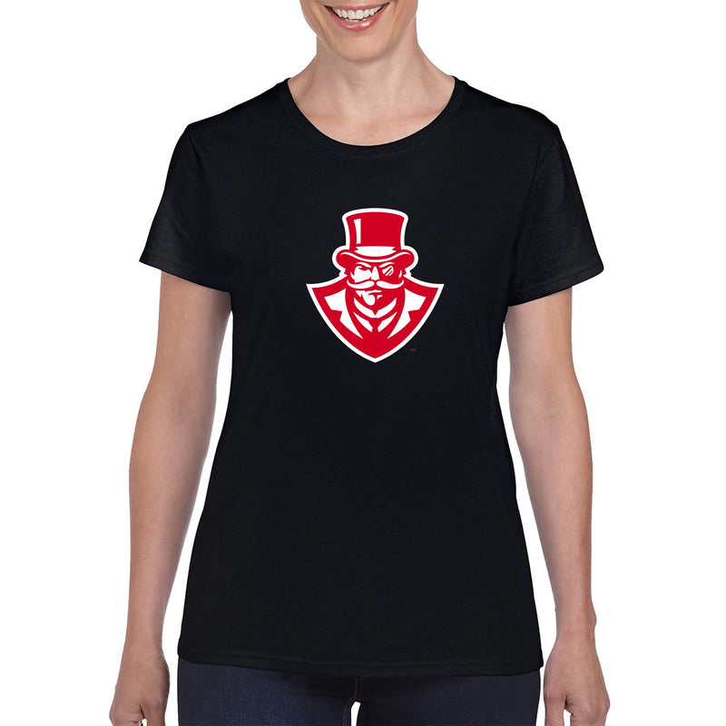 Austin Peay State University Governors Primary Logo Cotton Women's T-Shirt - Black