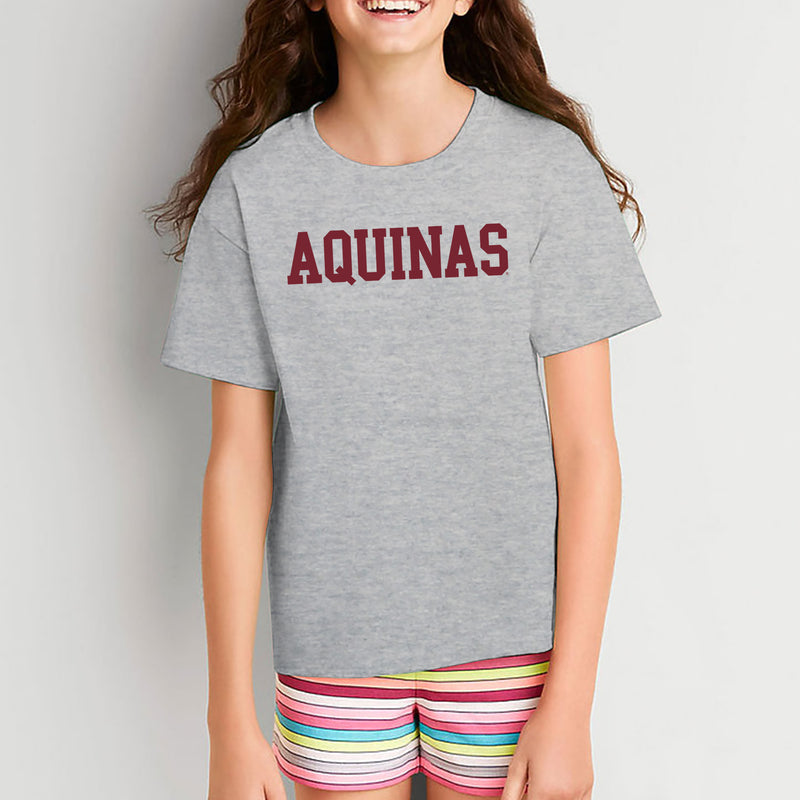 Aquinas Saints Basic Block Youth T Shirt - Sport Grey