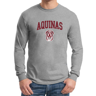 Aquinas College Saints Arch Logo Heavy Cotton Long Sleeve T-Shirt - Sport Grey