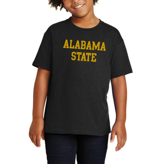 Alabama State University Hornets Basic Block Youth Short Sleeve T Shirt - Black