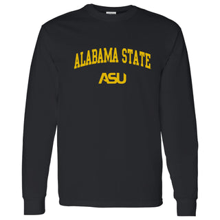 Alabama State University Hornets Arch Logo Long Sleeve T Shirt - Black