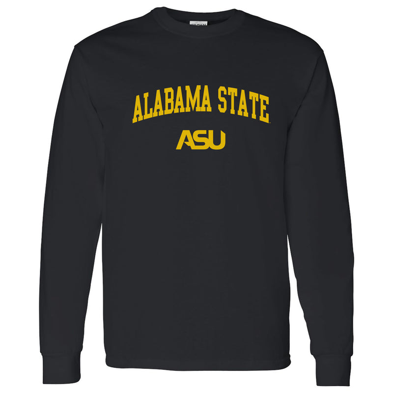 Alabama State University Hornets Arch Logo Long Sleeve T Shirt - Black