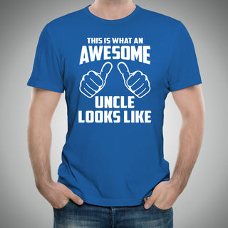 This is What An Awesome Uncle Looks Like: Favorite Number One Uncle Funny Basic Cotton Adult T Shirt - Royal